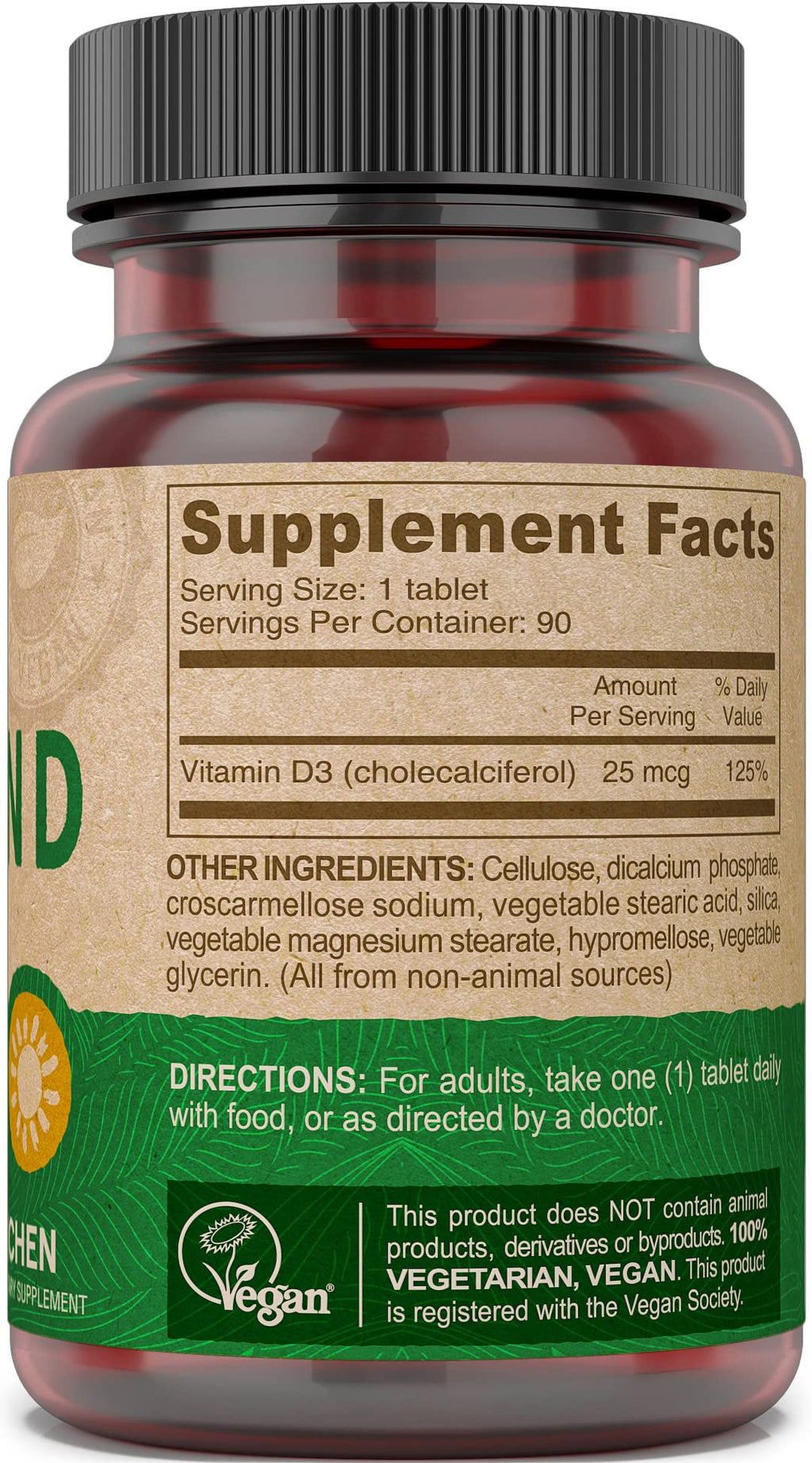 DEVA Vegan Vitamin D3 Supplement - Once-Per-Day Tablet with 1000 IU - Cholecalciferol - Lichen Plant Derived - 90 Small Tablets, 2-Pack