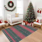 Nakagishi Area Rug Living Room Rugs: Christmas 3x5 Machine Washable Boho Large Neutral Farmhouse Stain Resistant Moroccan Indoor Floor Carpet for Bedroom Nursery Dorm Classroom Dining Room Home