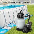(24H Timer) VINGLI 10 in Sand Filter Pump with Filter Balls, 1189 GPH 1/3 HP High Flow Pool Pump with 7-Way Valve for Above Ground Swimming Pools Up to 6600 Gallons