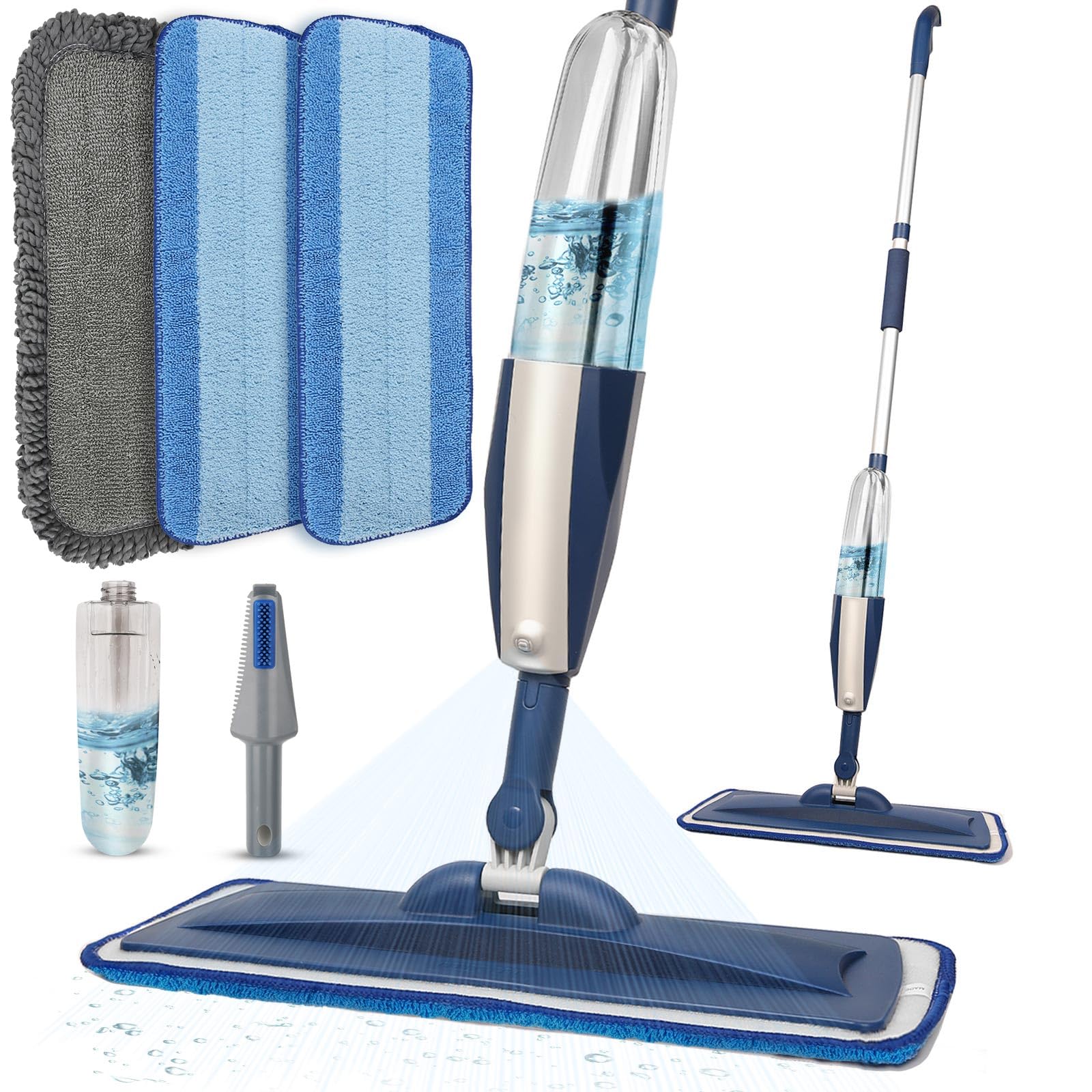 Mops for Floor Cleaning Wet Spray Mop with 14 oz Refillable Bottle and 3 Washable Microfiber Pads Home or Commercial Use Dry Wet Flat Mop for Hardwood Laminate Wood Ceramic