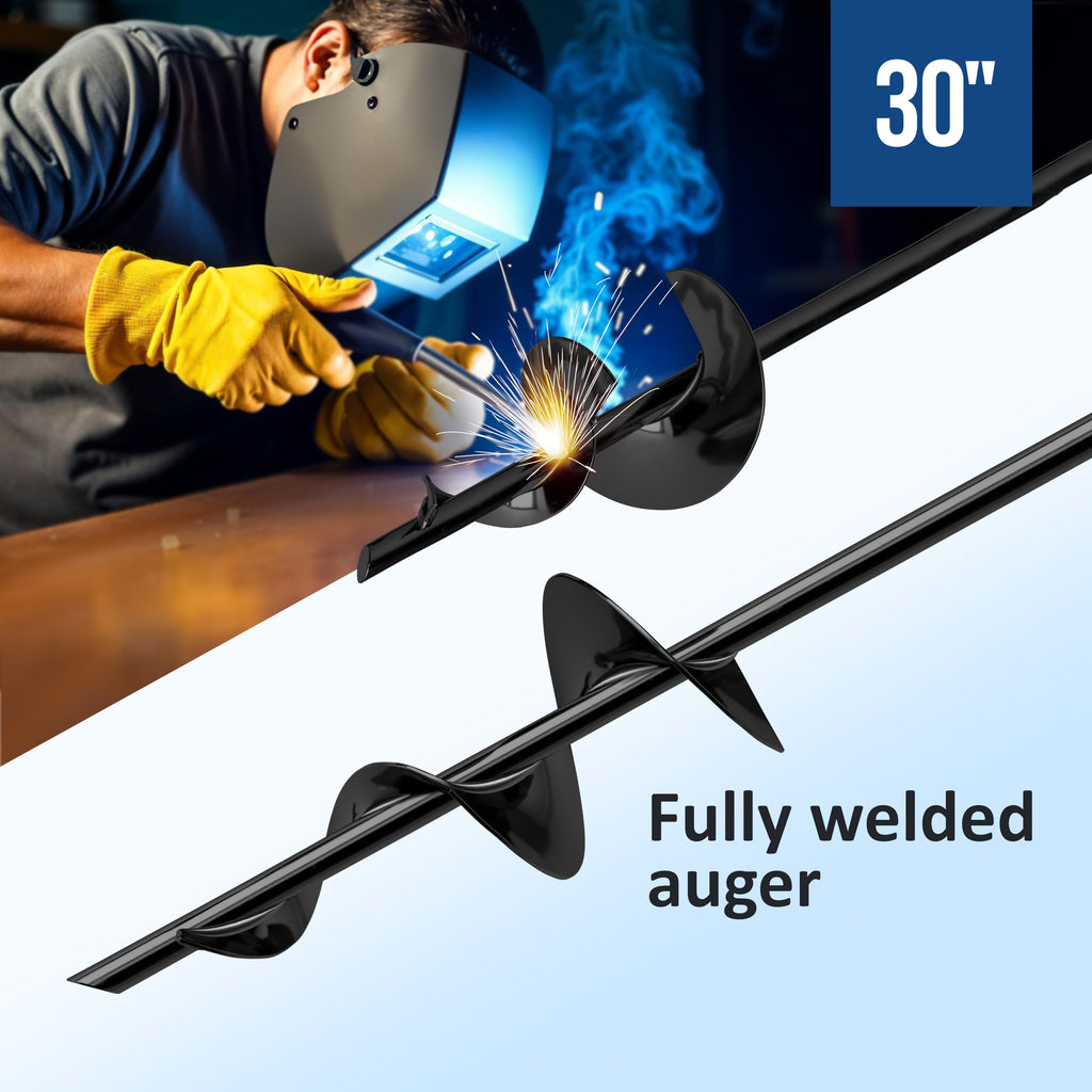 30 inch Ground Anchors Heavy Duty Screw in - Kit of 4 Fully Welded Earth Anchors - Long Spiral Tie Down Stakes for Swing Set Shed Trampoline Canopy Tree Tent - High Wind Anchor - Sand Auger Stake