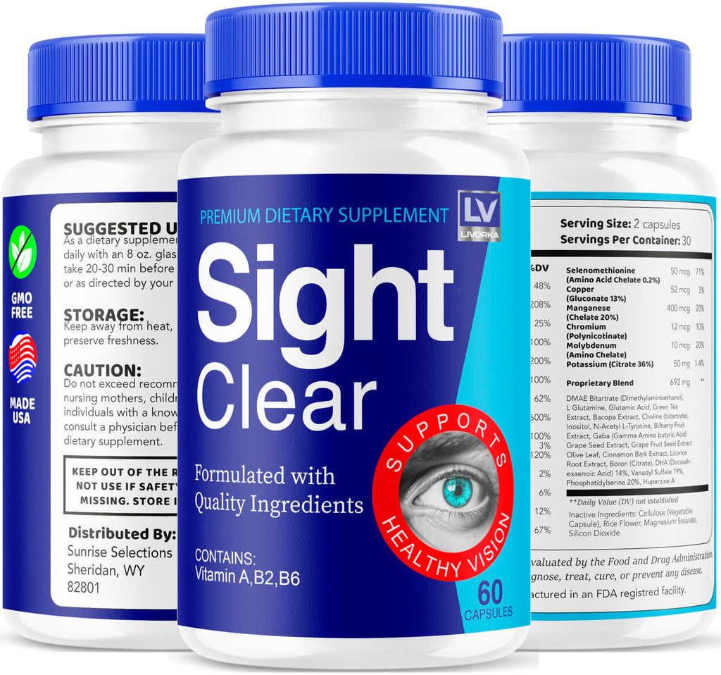 LIVORKA Sight Clear 20/20 Vision Support Supplement For Eyes - 3 Month Supply - Pack Of 3