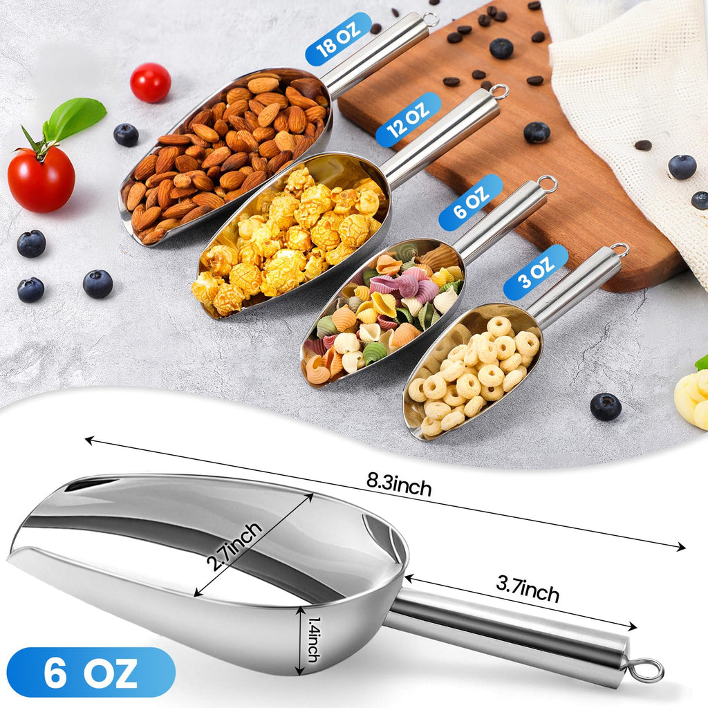 OLESBUR Premium 6oz Ice Scoop for Freezer - Multipurpose Metal Ice Scoop for Ice Machine - Stainless Steel Small Ice Scooper for Ice Bucket - Kitchen Gadgets Cookie Flour Pet Dog Food Scoop
