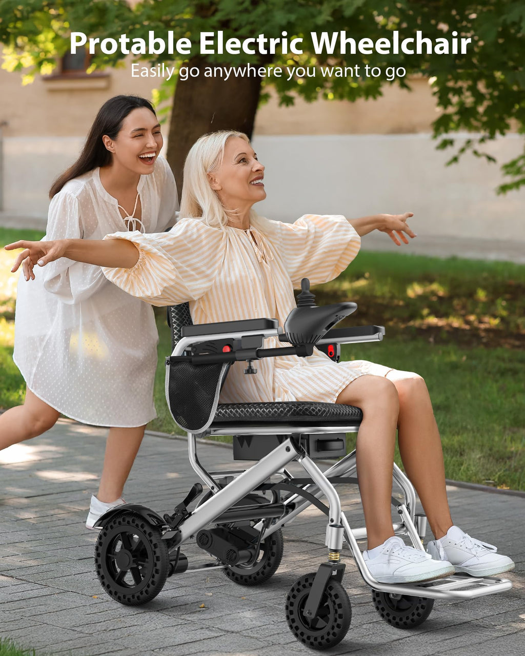 33 Lbs Lightweight Electric Wheelchair, Electric Wheelchairs for Adults Foldable, 15 Miles Range Motorized Wheelchair for Seniors, All Terrain Compact Portable Power Wheelchair, 330 Lbs Capacity