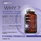 OmniBiotics Organic Evening Primrose Oil for Women – Clinical Strength 1500mg per Capsule, 10% GLA, Cold-Pressed, Non-GMO, Hormone Balance for Women – 120 Vegan Softgel Capsules