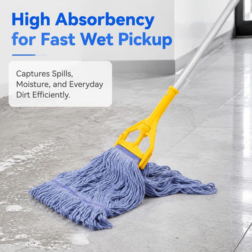 2 Pack Heavy Mop Replace Head，mop Head Replacement,Commercial mop Heads,Reusable Mop Head Refills-Replacement Mop Heads SuitableWet Industrial Blue Cotton Looped End String Head Refill (Blue)