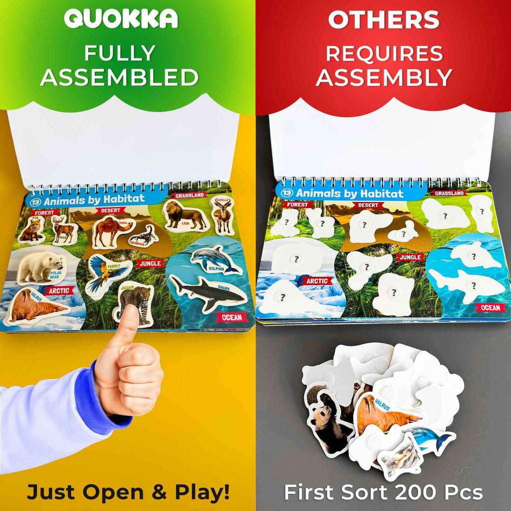 QUOKKA Montessori Busy Book for Ages 4-8 - Pre K Toddler Learning Activities for Homeschooling - My Preschool Busy Book for Toddlers 3-5 - 15 Kids Educational Animal Activities