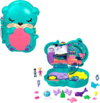 Polly Pocket Otter Aquarium Compact, Aquarium Theme with Micro Polly & Nicolas Dolls, 5 Reveals & 12 Accessories, Pop & Swap Feature, Great Gift for Ages 4 Years Old & Up