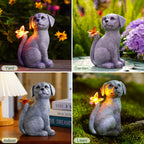 Nacome Dog Outdoor Statues for Garden with Solar Butterfly