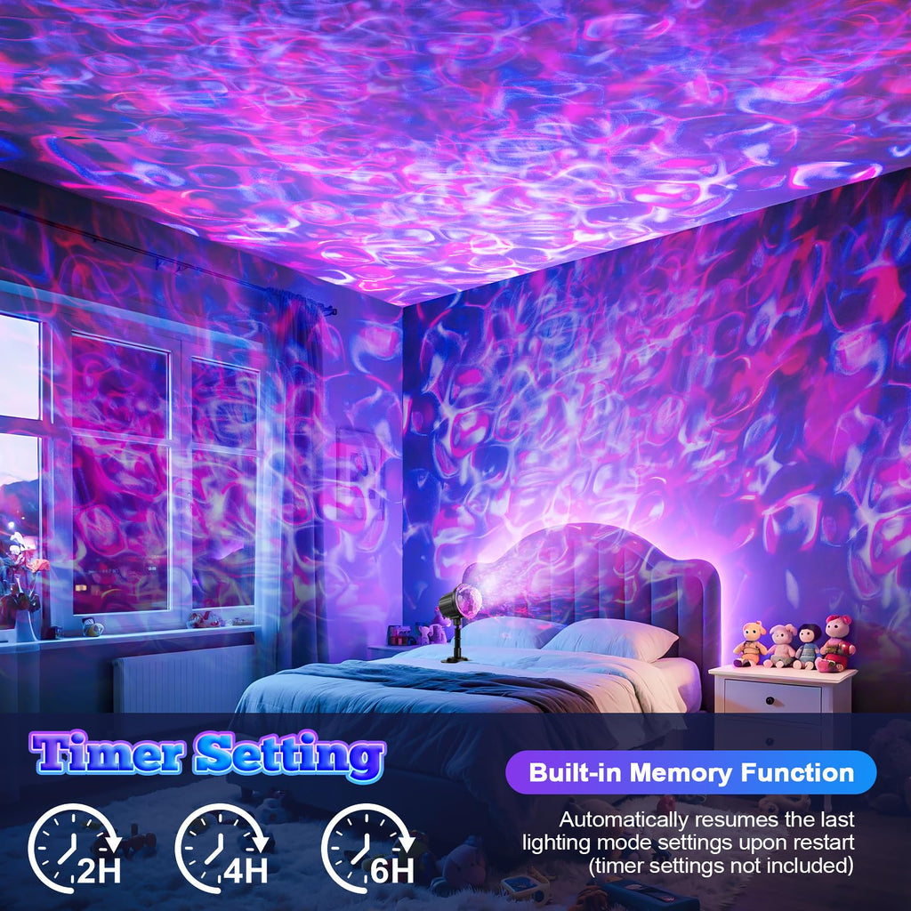 Halloween Christmas Projector Lights Outdoor, RGBW Ocean Wave LED Light Projector with Remote & Timer, IP65 Weatherproof for Yard, House Parties, Bedroom Ceiling Decor (Holiday Gift Idea)