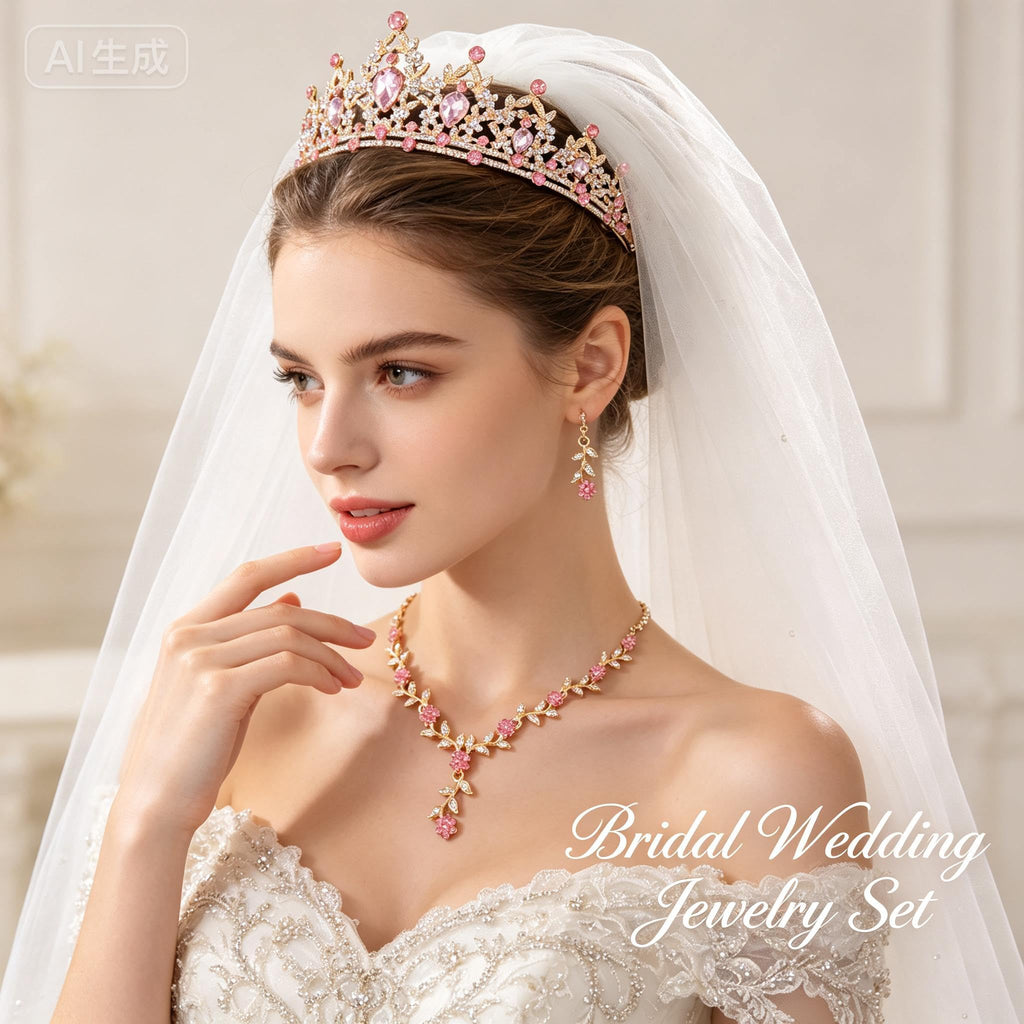 Kamirola Metal Tiaras and Crowns for Women,Tiaras Earrings Necklace sets