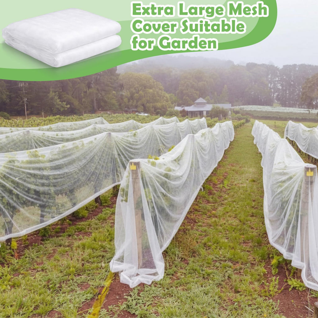 Yoojahow 1 Pcs Garden Insect Netting Mesh, White Ultra Fine, 12 X 33 Ft