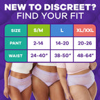 Always Discreet MaxiProtect Adult Diapers for Women, Incontinence Underwear, Scented, Postpartum Essentials, Bladder Leak Protection, Disposable Briefs, Maximum Plus Absorbency, Size S/M, 26 Count