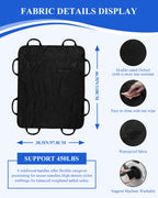 SPRING SEAON Patient Positioning Bed Pad with Handles – Transfer & Slide Sheet for Elderly Care, Waterproof Washable Draw Sheet for Hospital or Home Use, 46.5" x 38.5", 450 LBS Support,Black