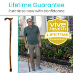 Vive Wooden Walking Stick Cane - for Men, Women, & Seniors - 36 Inch Single Point Rubber Tip with Willow Handle - Ergonomic Grip for Balance & Stability - Lightweight Elderly Assistance Product (Wood)