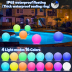 Bud K Solar Floating Ball Pool Lights 4 Pack, 14 inch Floating Pool Lights Solar Powered w/ 16 Light Modes, Inflatable Led Light Pool Balls, Light Up Beach Balls for Pool Decorations Outdoor