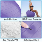 APEXUP Yoga Ball Exercise Ball, Anti Slip Stability Ball Chair, Heavy Duty Large Gym Ball for Fitness, Balance, Core Workout and Physical Therapy (S (15"~18") 45cm, Purple)