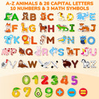 JoyCat Wooden Kids Magnets – 26 Cute Animals, Alphabet Uppercase Letters, and 0-9 Numbers, Fridge Magnets for Toddlers, Fun Educational Spelling Learning Gift for Toddlers & Kids