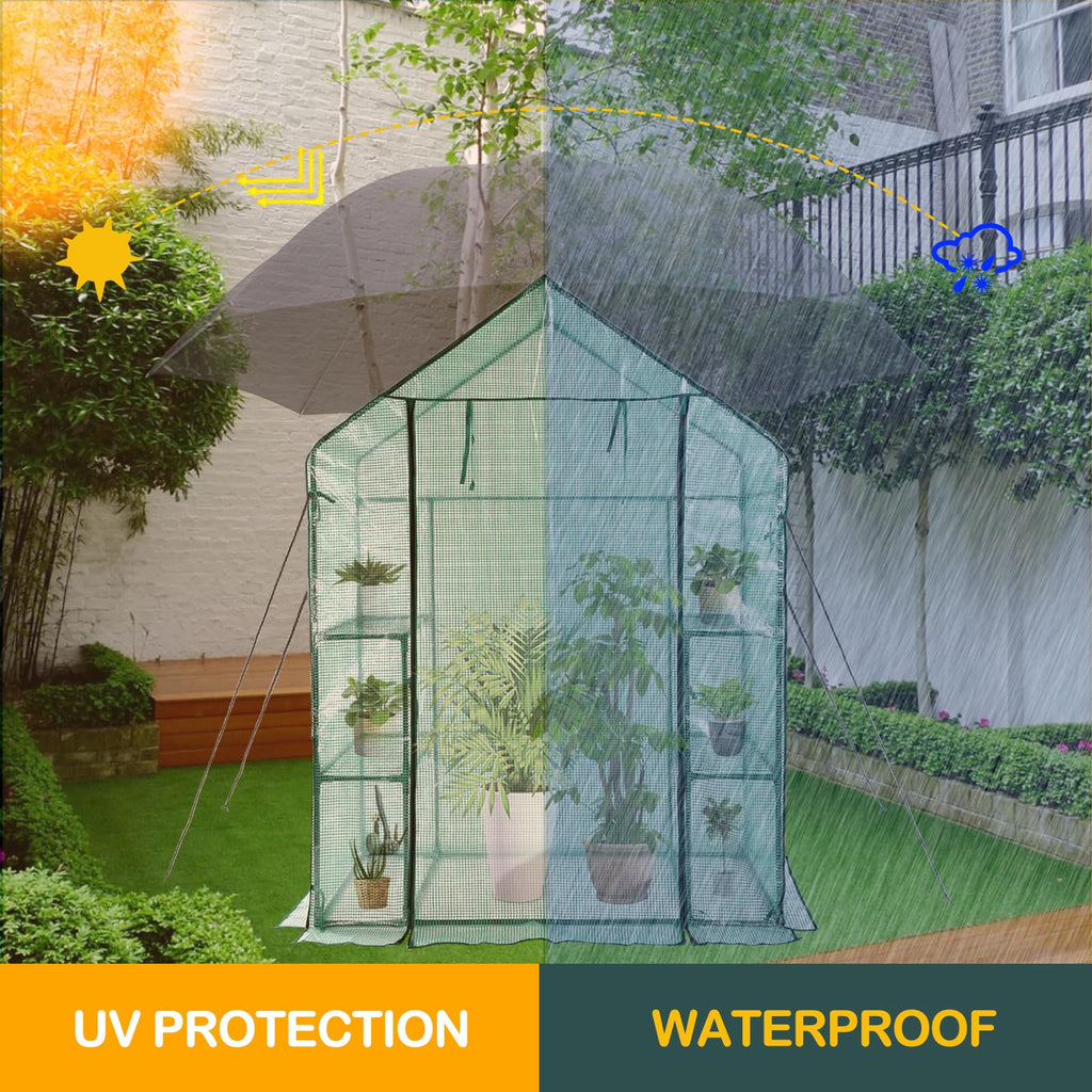 Portable Walk-in Greenhouse for Outdoors, 56x30x76 Plant House with Shelves