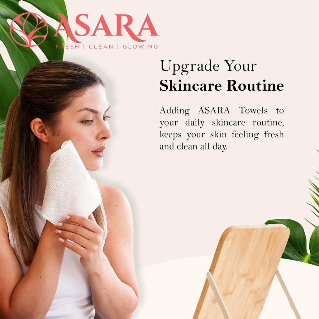 Clean Face Towels Disposable XL Facial Wipes | Add Water As a Makeup Remover | Sensitive Skin Face Towels | Organic Vegan Biodegradable - Clean Daily Towelettes | by Asara (100 Count)