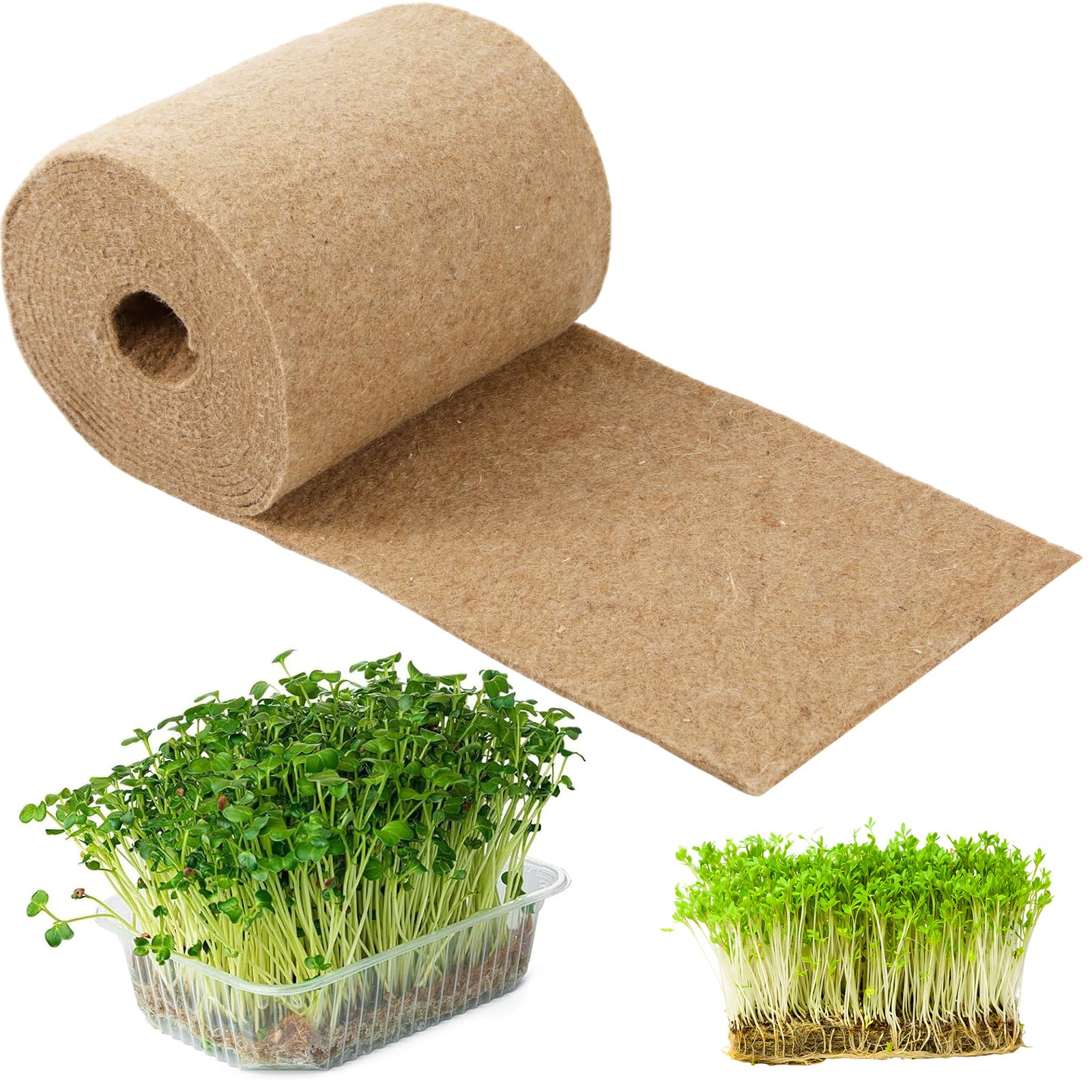 Humyoun 10 x 236 Microgreens Growing Mat Jute Fiber Grow Mats Extra Long Hydroponic Grow Pads for Wheatgrass, Sprouts, Hydroponics Seed Starter Trays, Organic