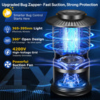 Sayneep Cordless Bug Zapper Outdoor, Rechargeable Mosquito Zapper with 10,000mAh Battery & Dual Zap + Suction Trap | Quiet, Waterproof Electric Fly Zapper for Patio, Bedroom, Kitchen