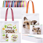 MAFYE 30-Pack Sublimation Blanks Tote Bags, 15 Canvas Tote & 15 Makeup Bags
