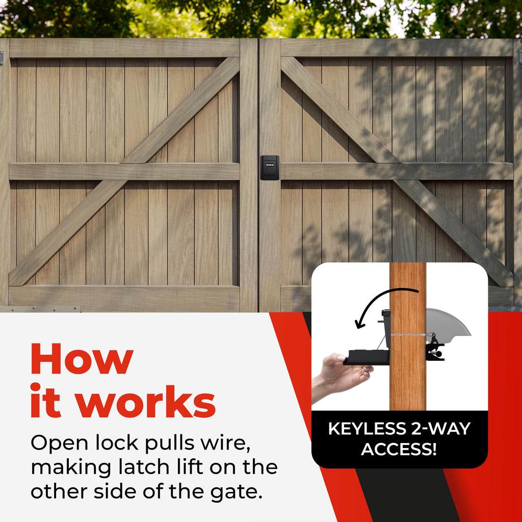 Gate Lock – Secure Keyless Fence Lock and Latch with 2-Way Access – Strong Durable System for Theft Prevention and Home Security, Easy Installation on Wood or Vinyl Gates/Fences (Regular – 1-Pack)