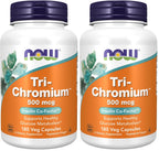 NOW Foods Supplements,Tri-Chromium™ 500 mcg with Cinnamon,Insulin Co-Factor*,180 Veg Capsules,(Pack of 2)