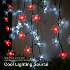 Vruxuri 2 Pack Total 52FT 120 LED Solar String Lights Outdoor Waterproof Flower Fairy Lights for Garden Fence Patio Yard Christmas Tree Lawn Wedding Party Decor, Red and Pure White