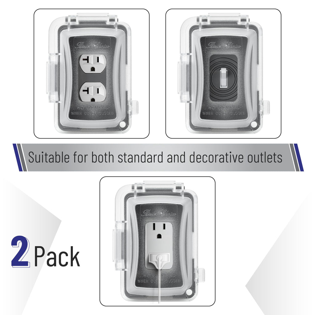 Bates Choice Weatherproof Electrical Outlet Cover, 2 Pack, 1-Gang, Outdoor Outlet Cover, Weatherproof, Outlet Cover Box