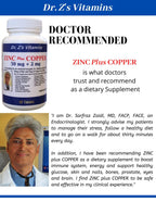 Dr. Z's Vitamins: Zinc Plus Copper-50 MG of Chelated Zinc and 2 MG of Copper- Supports: Energy, Immune System, Skin & Hair -60 Easy to Swallow Tablets