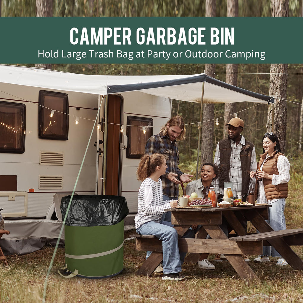Rachmi 47 Gallon Collapsible Pop-Up Trash Can 2-Pack with Hard Bottom Green