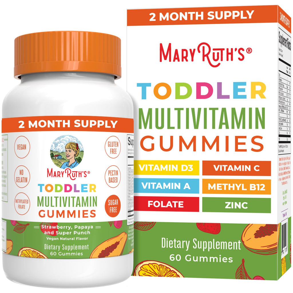 MaryRuth Organics Sugar Free Vitamin Gummies for Kids Age 2 | 2 Month Supply Multivitamin with Vitamin C, D3, Zinc | 1 Gummy Per Day | Toddler Vitamins | Sugar Free | Vegan | Non GMO | 60 Count