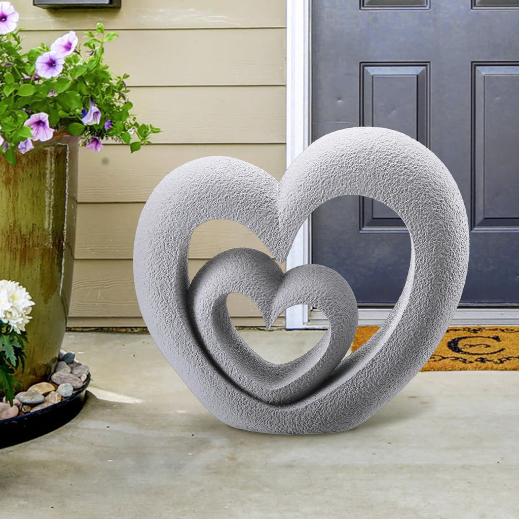 Suzile Nesting Heart Garden Sculpture Resin Outdoor Garden Statues 13.39 x 12.2 x 3.15 Inches Memorial Statues for Grave Cemetery Tombstone Patio Lawn Backyard Yard 4th of July Gift Decoration