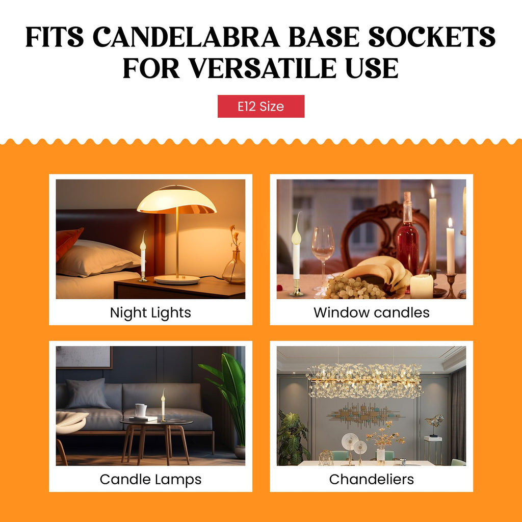 Creative Hobbies® Country Style Incandescent Silicone Dipped Candle Light Bulbs (Pkg of 10 Bulbs) ~ 5 Watt Pearlized Silicone, Gold Glow