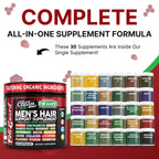Hair Growth Supplement For Men | Biotin Hair Vitamins Collagen Pumpkin Seed Saw Palmetto Iron Ginseng Bamboo Silica Rosemary Peppermint Keratin Selenium Iodine Flaxseed Horsetail Vitamin A C D3 E B12