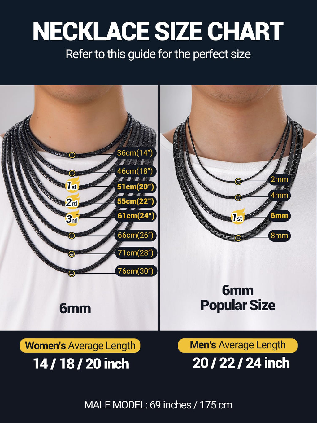 PROSTEEL Punk Jewelry Link Chain Black Necklace Neck Chain 6mm 20inch Gothic Men Cool Chains Mens Necklace