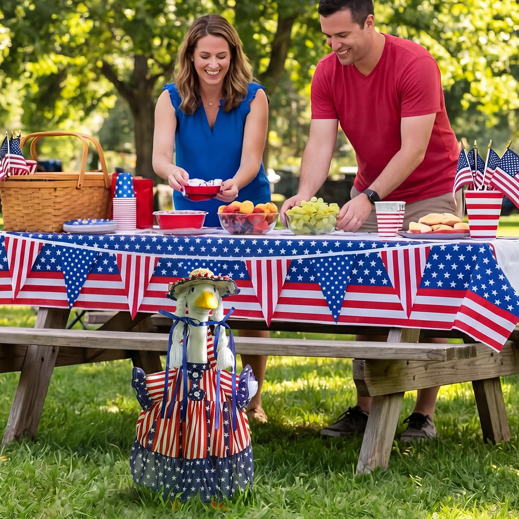 Sunnymove 4th of July Goose Outfit for 23'' Patriotic Porch Geese Costume for 250th Anniversary USA Outdoor Patio Lawn Decor (Red Blue White1)