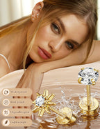 Opal Hypoallergenic Flat Back Earrings for Women Stud Hoop Earring Stacks