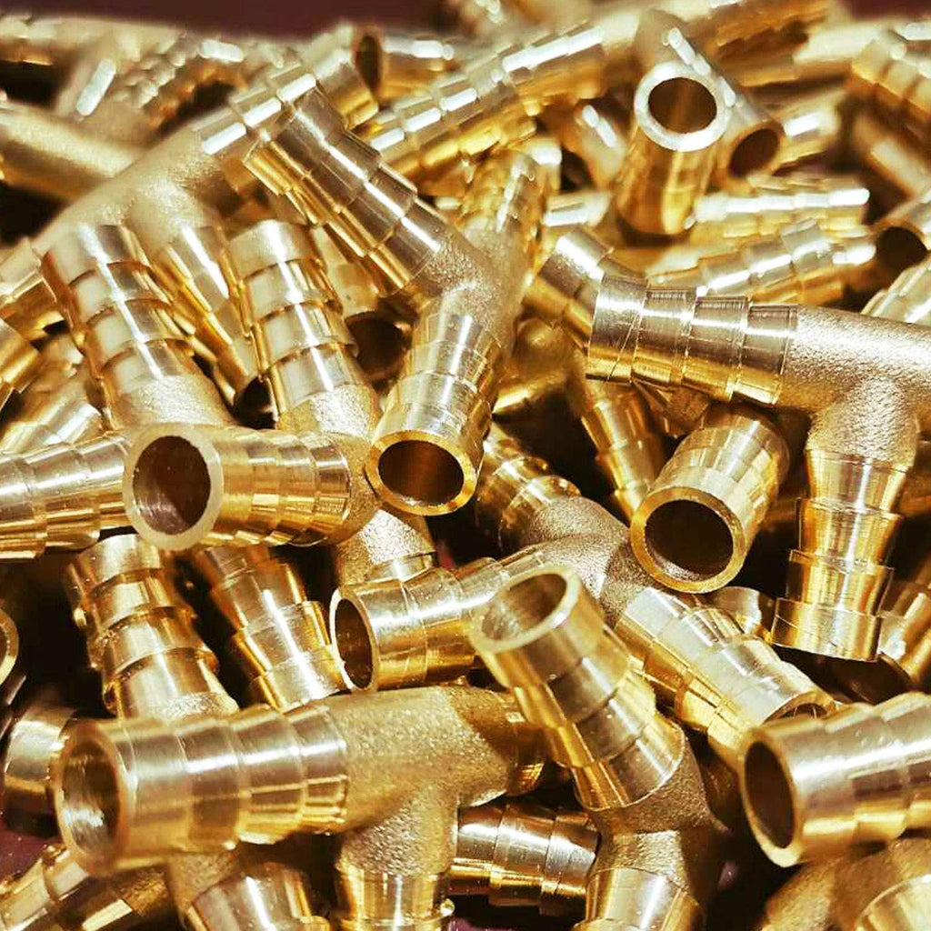 Da by 2 pcs 1/2" (12.5mm) Brass Tee Barb Fittings for 12.5mm ID Hose,6 pcs Stainless Steel Pipe Clamps,3 Way Union Intersection for Water/Fuel/Air(T)