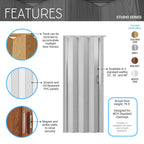 Techni Home Studio Series 32" W x 80" H PVC Foldable Accordion Door, Trimmable, Flexible Single Layer Panels, Grey
