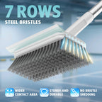AIR U+ Concrete Scrub Brush, Long Handle, 7-Row Wire Bristles, Squeegee