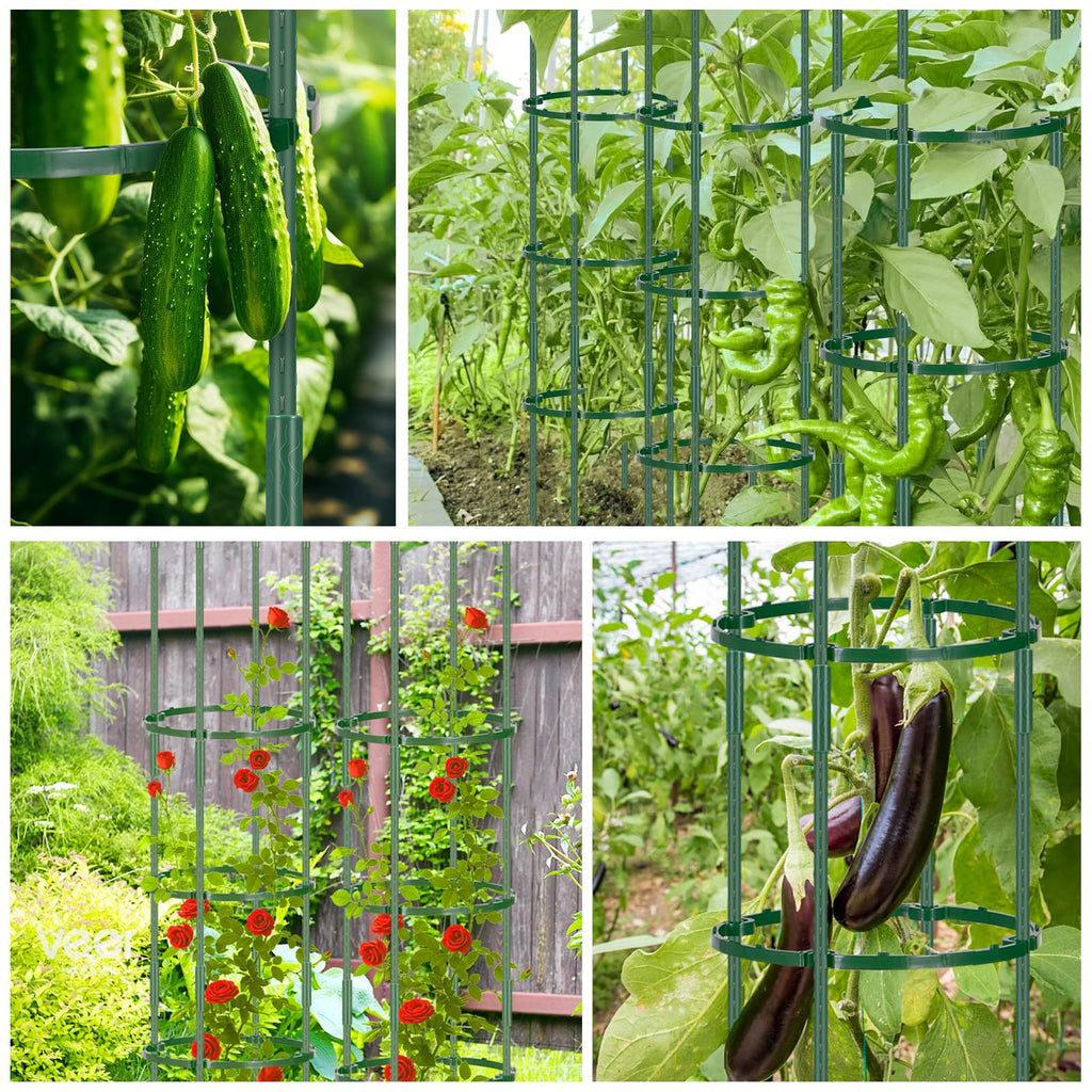 POILKMNI 3 Pack Tomato Cage for Garden - 59'' Tall Plant Support Heavy-Duty Tomato Trellis, Adjustable Garden Trellis for Climbing Plants Vines Vegetables Flowers Cucumber Peony Plant Cage