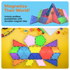 PicassoTiles Magnetic Building Block Set Geometry Shape Magnet Tiles Construction Toy STEM Learning Kit Educational Playset Playboard Pretend Play Stacking Blocks Child Brain Development PT16