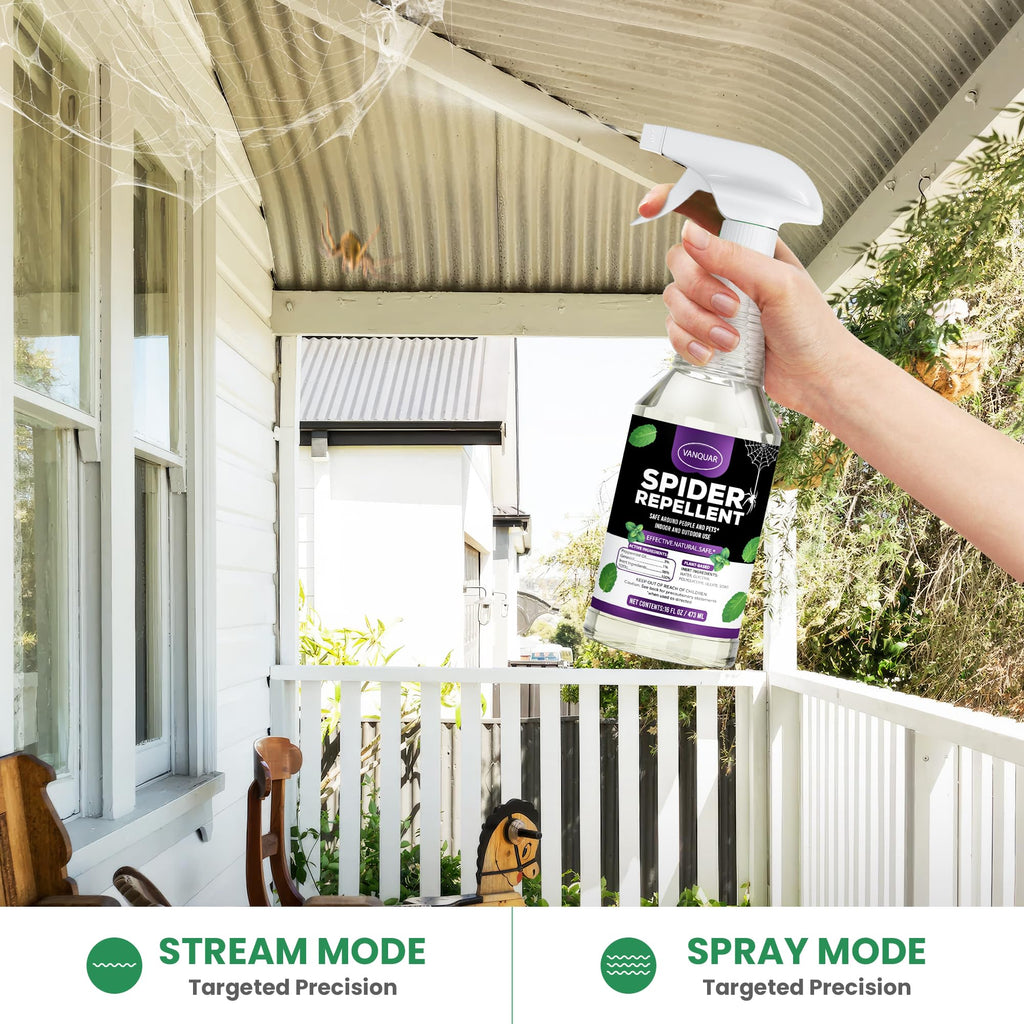 VANQUAR Peppermint Oil Insect & Spider Repellent Spray - All-Natural, Pet-Safe Bug Control for Home, Kitchen & Garden - 16 oz