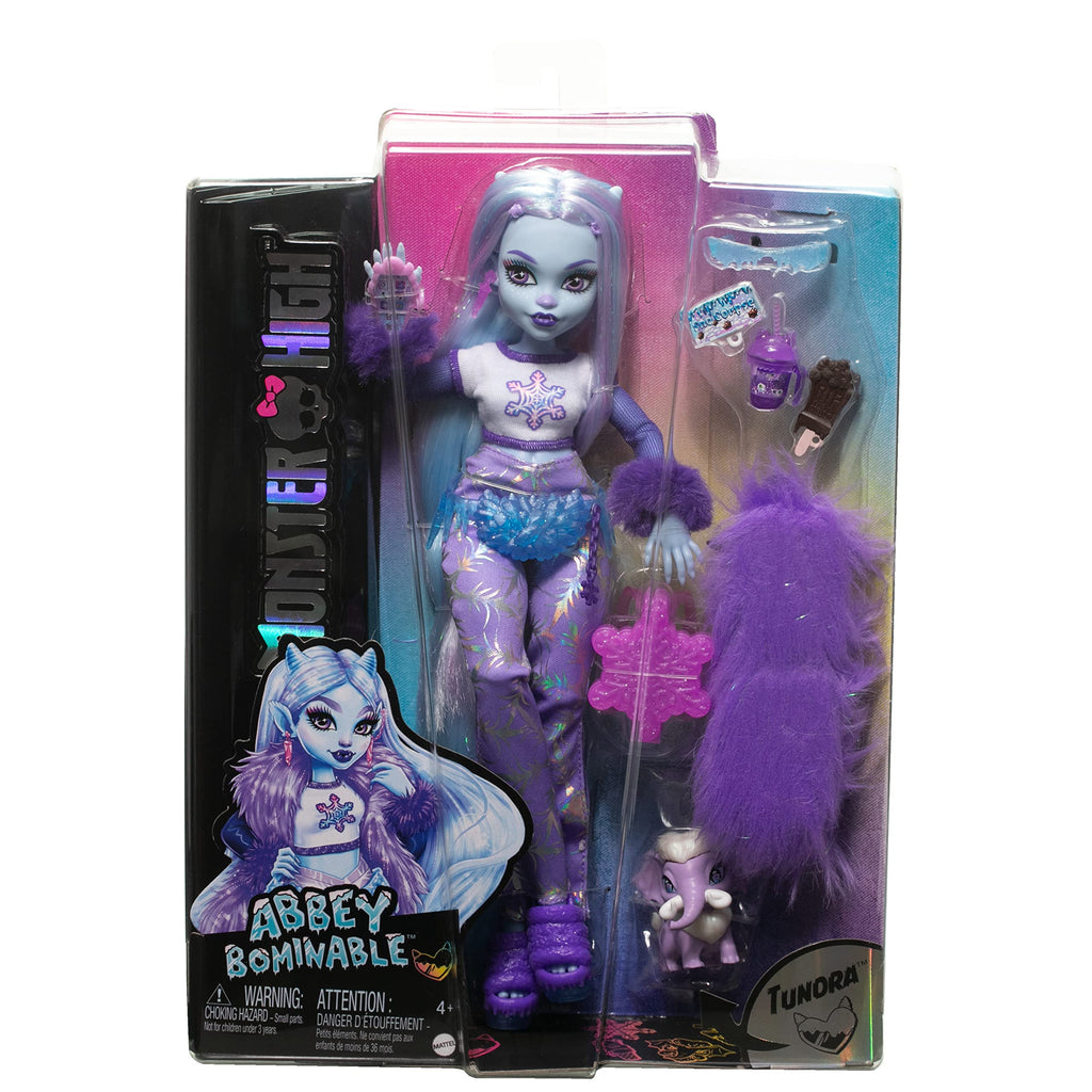 Monster High Doll, Abbey Bominable Yeti with Pet Mammoth Tundra & Accessories Including Furry Scarf & Snowflake Backpack