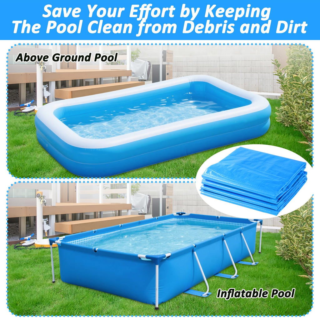 6.7 × 10 FT Rectangular Pool Cover,Inflatable Swimming Pool Cover Fits Under 120"x80" Above Ground Pools,Rectangle Above Ground Swimming Pool Cover with Adjustable Drawstring