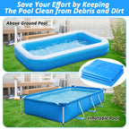 6.7 × 10 FT Rectangular Pool Cover,Inflatable Swimming Pool Cover Fits Under 120"x80" Above Ground Pools,Rectangle Above Ground Swimming Pool Cover with Adjustable Drawstring