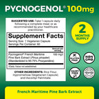 Viva Naturals Pycnogenol - 100mg French Maritime Pine Bark Extract – Supports Circulation, Antioxidant-Like Activity, Joints & Immune Health and Function – 60 Veggie Capsules